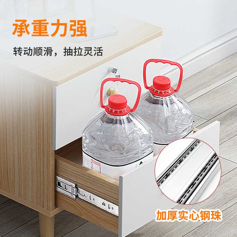 东泰抽屉滑道轨道三节滑轨阻尼静音橱柜推拉缓冲导轨反弹电脑键盘