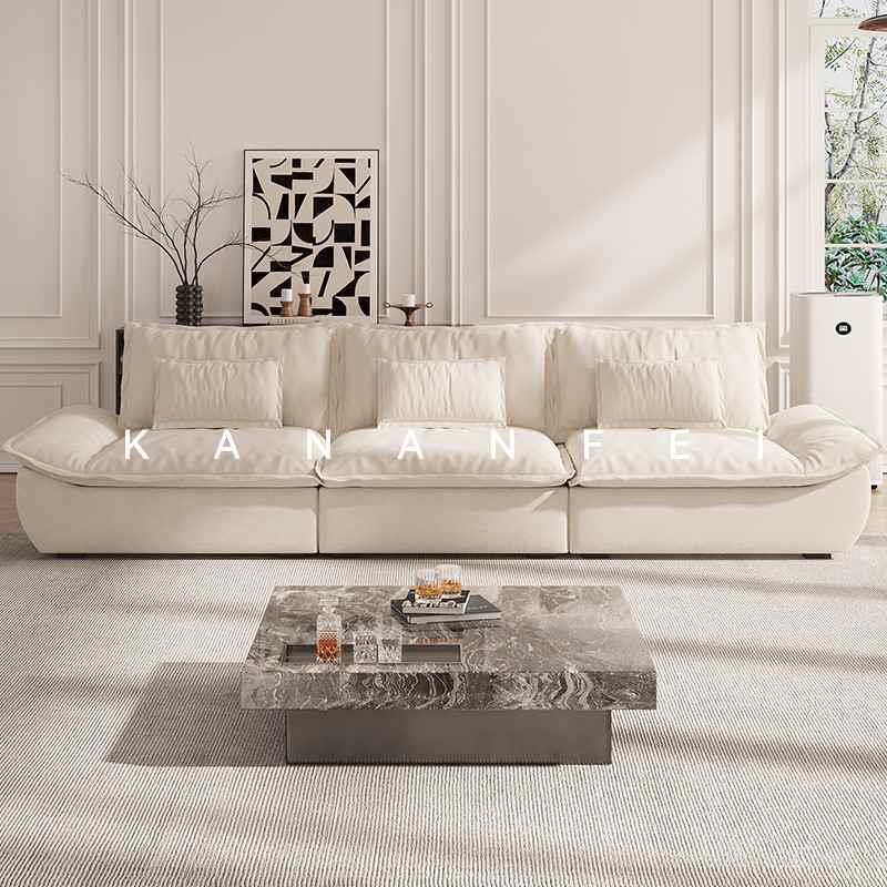 奶油风猫抓布加宽超大坐深帆船沙发可活动靠背客厅直排沙发多新品