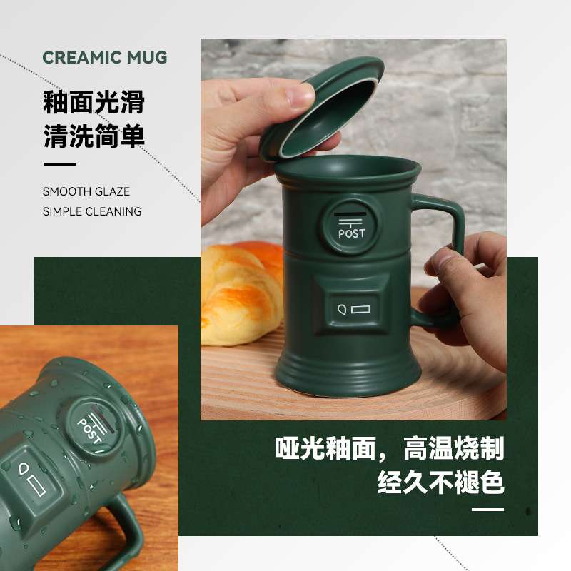 复古邮箱杯邮筒杯红色新奇陶瓷杯创意马克杯商务礼品广告立体杯子