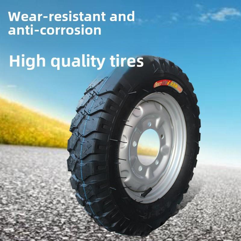 工地电动灰斗车轮胎带钢圈手推翻斗车实心胎电动车真空胎橡胶轮胎