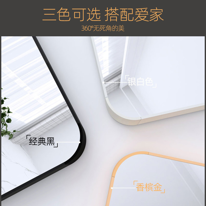 挂门镜子全身穿衣镜贴墙自粘家用卧室门后挂钩壁挂式化妆挂墙试衣