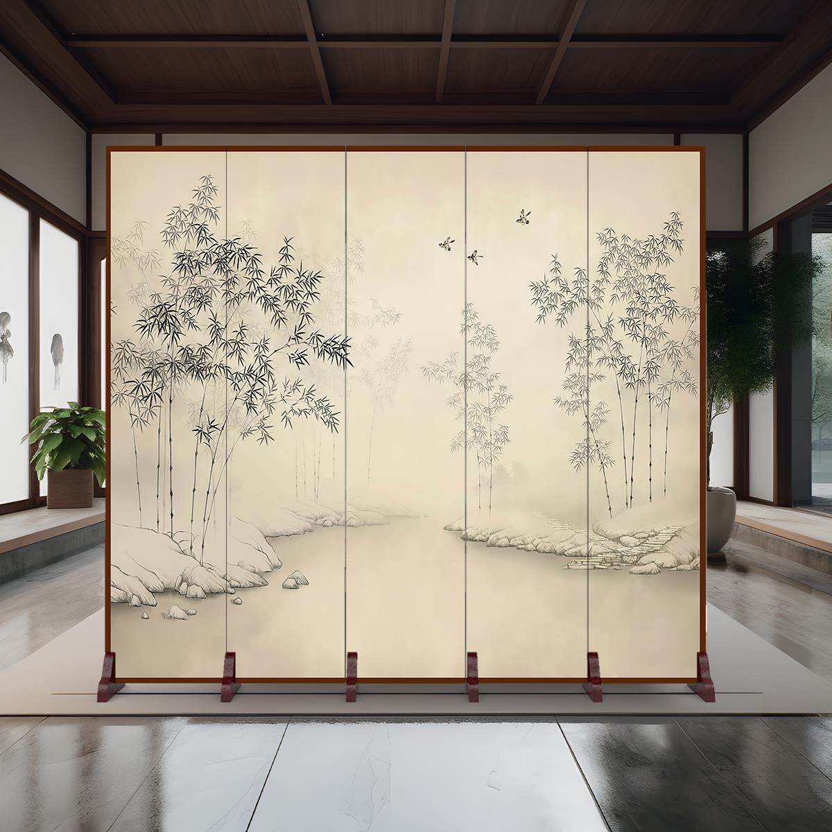 屏风隔断客厅2025新款竹子家用可移动折叠会所茶室玄关办公室饭店