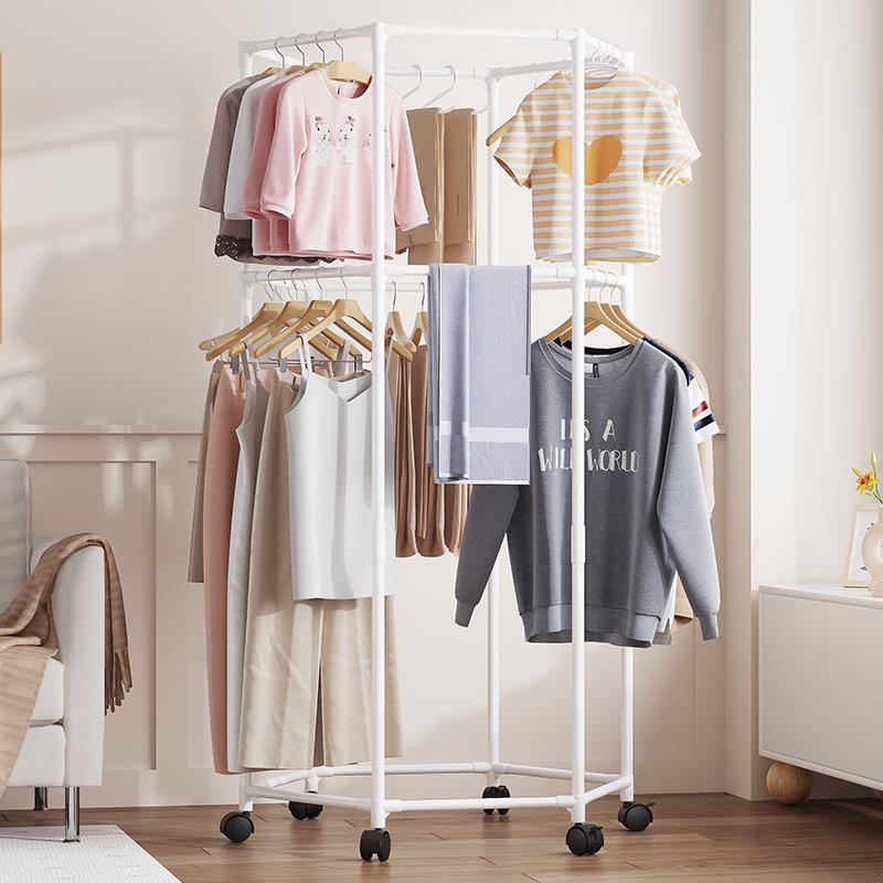 新款旋转落地衣帽架家用卧室小户型挂衣架多功能可移动室内晾衣架