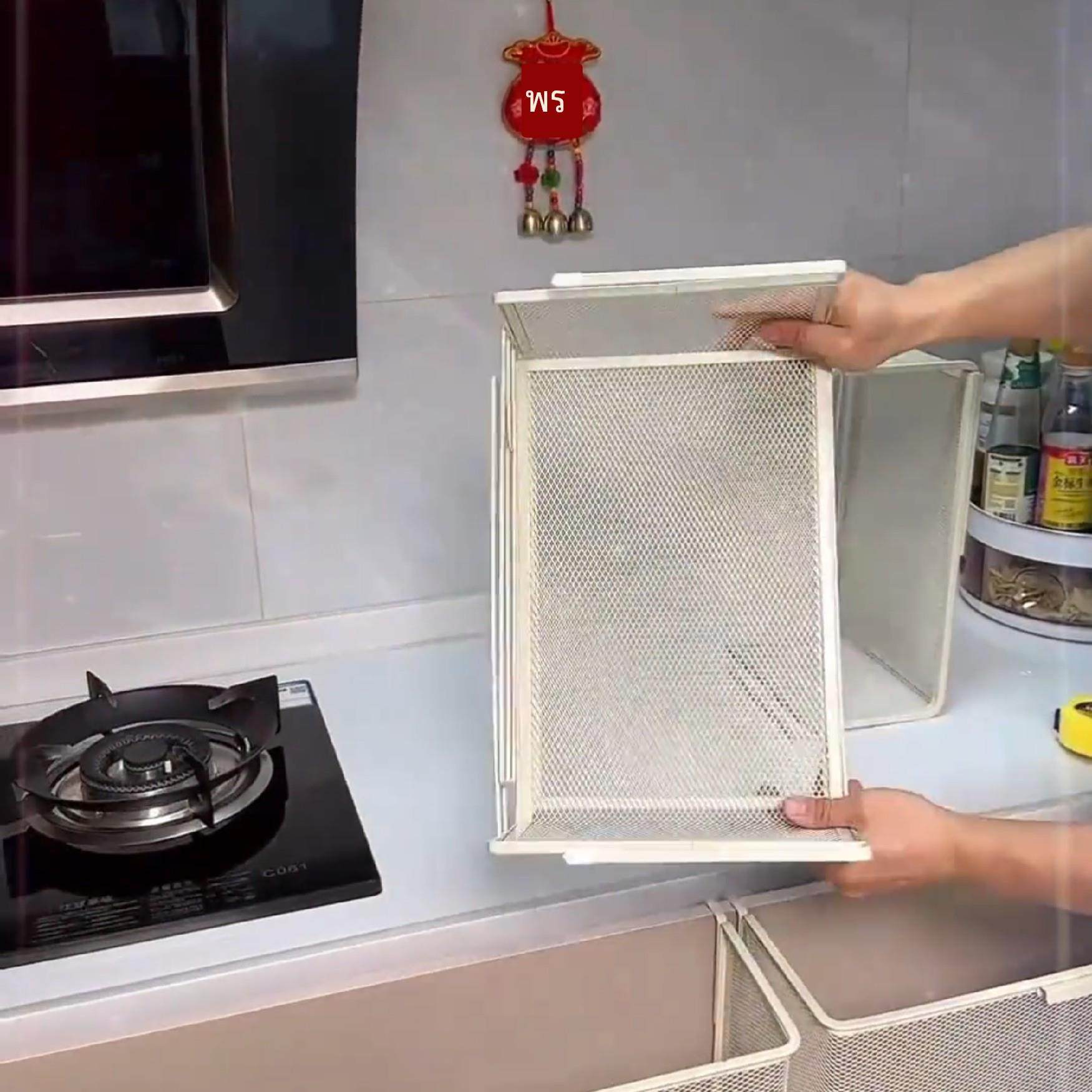 厨房置物架橱柜下挂架吊柜内分层伸缩挂篮悬挂拉篮柜子保鲜膜收纳