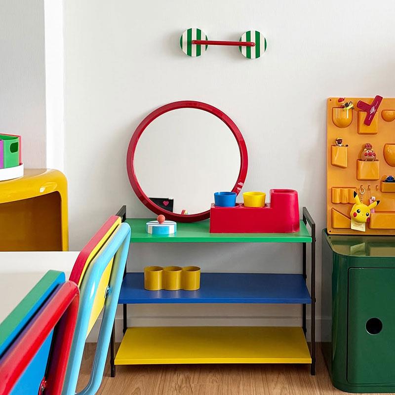 网红入户儿童鞋架彩色多巴胺置物架门口家用简约铁艺收纳鞋子环保