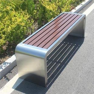 公园椅户外长椅不锈钢长凳庭院小区休闲长条座椅等候椅防腐木塑木