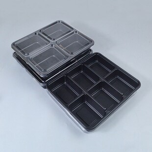 一次性餐盒四格六格九格长方形外卖打包盒分格可微波防雾加厚饭盒