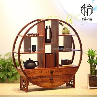 包邮小博古架实木中式多宝阁酸枝木展示架置物架带抽屉古玩把件架