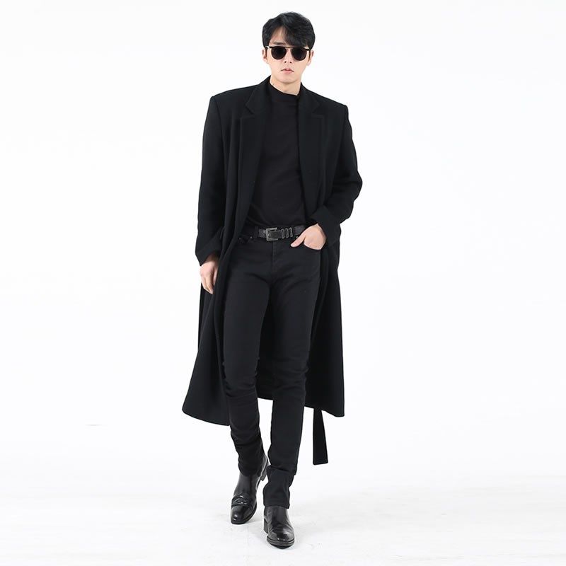 垫肩毛呢大衣男款冬季加厚加绒男士风衣外套长款克苏鲁高级感