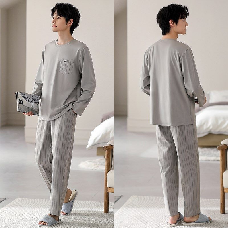 睡衣男士春秋款纯棉长袖男款秋季2024新款男式夏季大码套头家居服