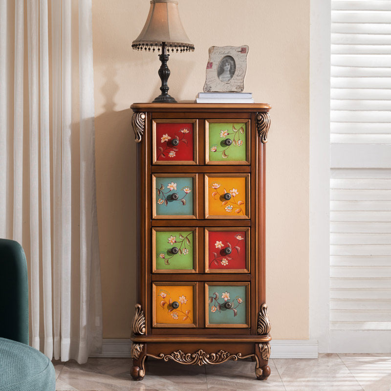 美式卧室多层收纳4抽屉储物斗柜手绘玄关橱间厅柜小户型客厅装饰,住宅家具,斗柜,淘宝优惠券,粉丝福利购,淘宝优惠卷