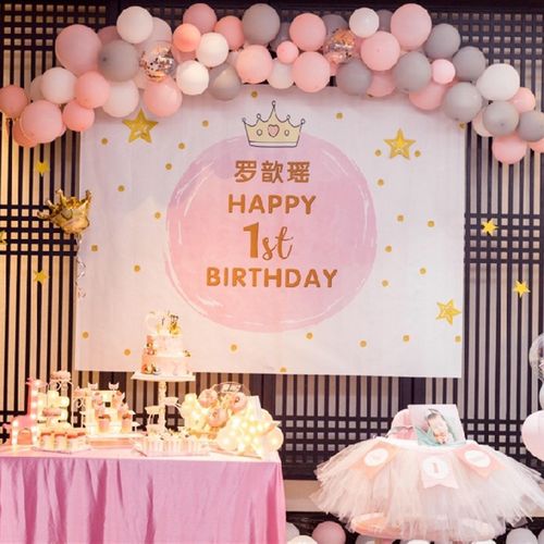宝宝生日甜品台背景墙海报装饰周岁生日百日宴背景布置布个性定制