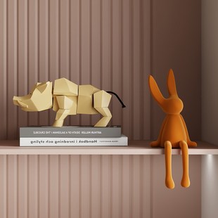 现代儿童房女孩卧室书柜装饰品样板间男生床头柜桌面高级感摆件