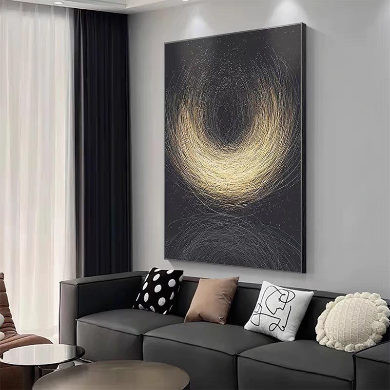 简约现代客厅玄关装饰画 画意式极简黑白灰沙发背景落地画 画高级