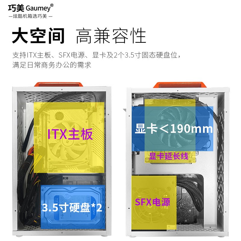 便携itx机箱紧凑卧式机箱nas机箱独显迷你主机箱手提机箱mini壳体