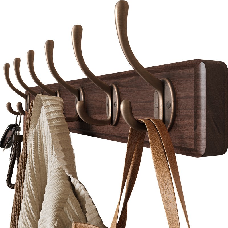 挂钩实木高级挂衣钩入户进门挂架玄关门后衣柜衣帽钩打孔上墙家用