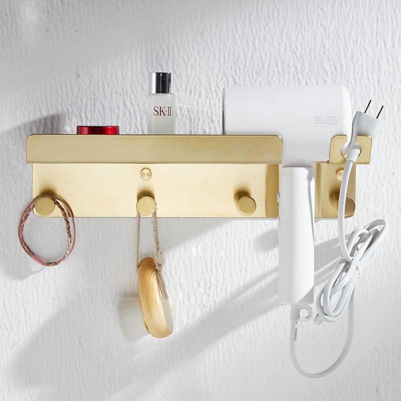 免打孔吹风机架不锈钢浴室壁挂电吹风支架金色卫生间风筒收纳架子