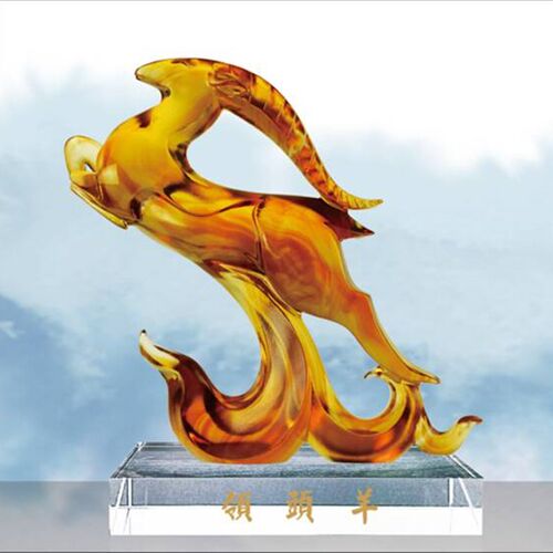 古法琉璃摆件 LXSo高档礼品E-178领头羊 羊年礼物 家居摆件