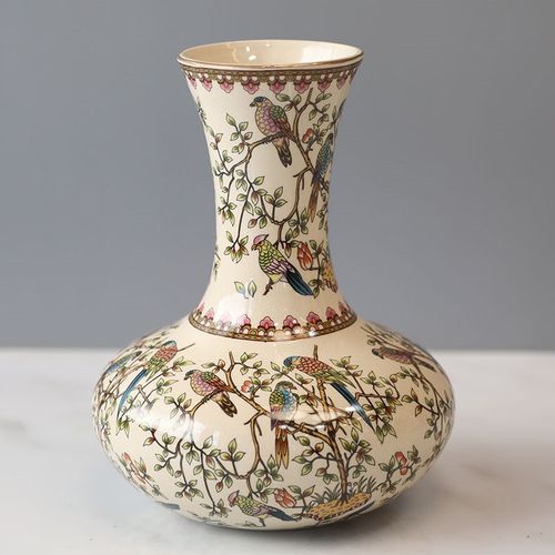 美式陶瓷大肚小口花瓶 欧式玄关餐桌茶几电视机柜装饰工艺品 中式