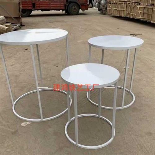 新款婚庆道具简约风铁艺圆形甜品台路引婚礼舞台装饰摆件橱窗布置