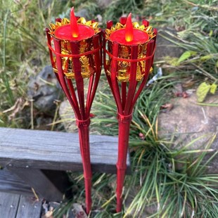结婚迎亲婚庆电子火把新房过火火把大红竹火炬竹灯无烟仿真火把
