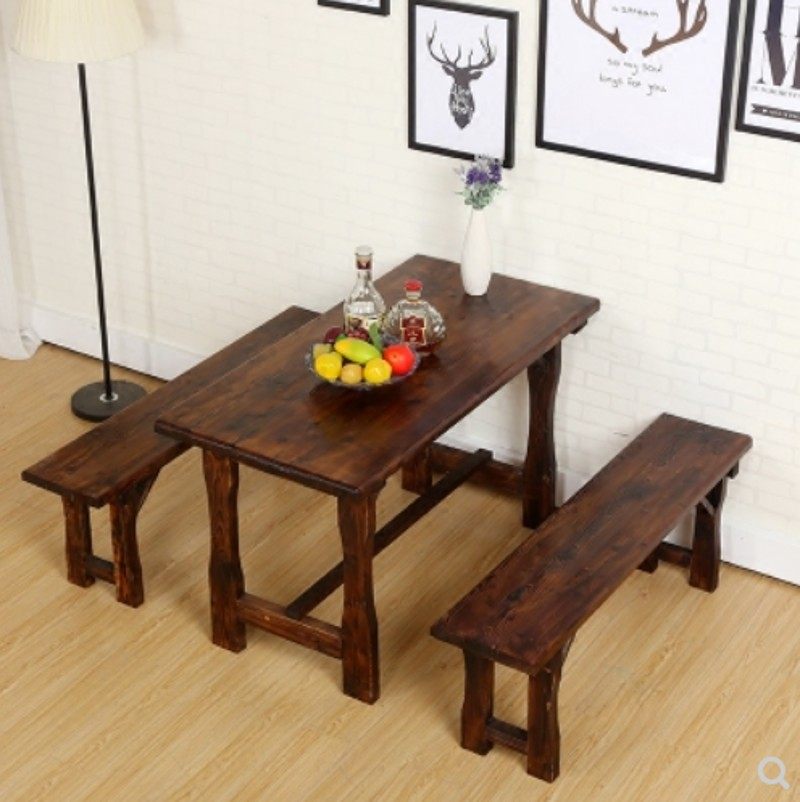 实木碳化餐桌椅烧烤面馆餐桌庭院阳台防腐茶桌组合套件快餐店桌椅,住宅家具,桌椅套件,淘宝优惠券,粉丝福利购,淘宝优惠卷