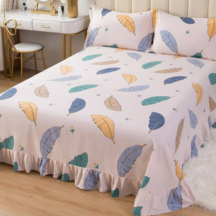 学生宿舍单双人P荷叶边全棉被单三件 纯棉花边床单单件2021年新款