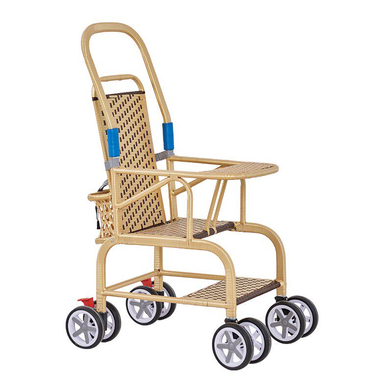藤椅小推车可坐可躺轻便竹编夏季藤推车婴儿竹藤手推车防侧翻防摔