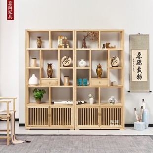 实木多宝阁中式博古架展示柜多宝阁置物架多层茶具茶室茶叶架货架