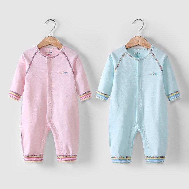 优奇婴儿连体衣服纯棉春秋装女宝宝0一1岁冬季男宝打底长袖睡衣3