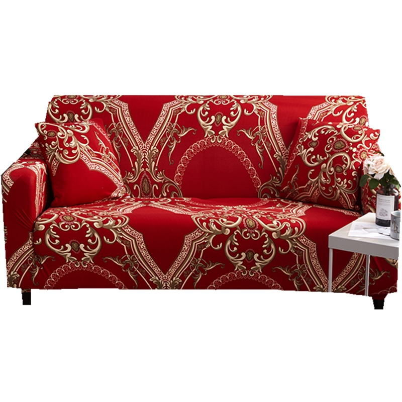 通用沙发套罩全包万能套子老式欧式复古奢华红色喜庆垫巾全盖布艺