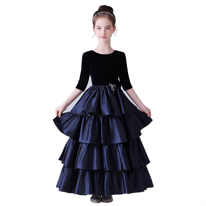 迪迪淘儿童钢琴演奏礼服公主裙女童小提琴表演服管弦乐演出服秋冬