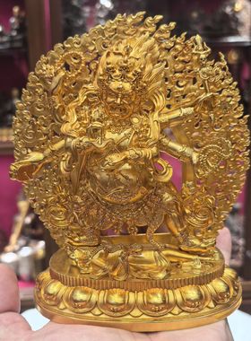 大黑天/六臂玛哈嘎拉/玛哈嘎拉/15cm金铜佛像藏传密宗供奉摆件