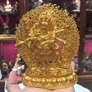 大黑天/六臂玛哈嘎拉/玛哈嘎拉/15cm金铜佛像藏传密宗供奉摆件