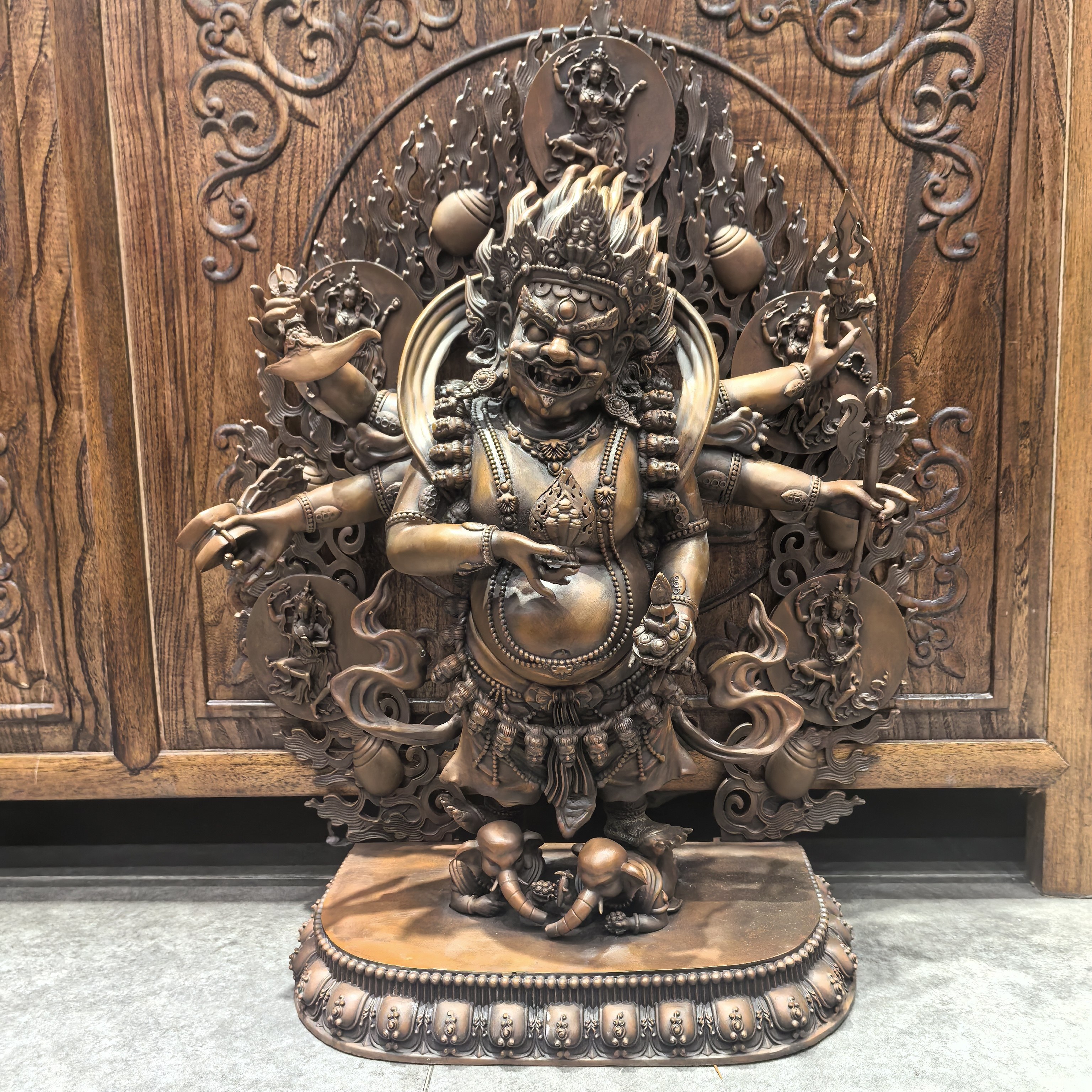 六臂白怙主/玛哈嘎拉/白怙主/如意珍宝怙主/54cm红铜佛像佛堂供奉