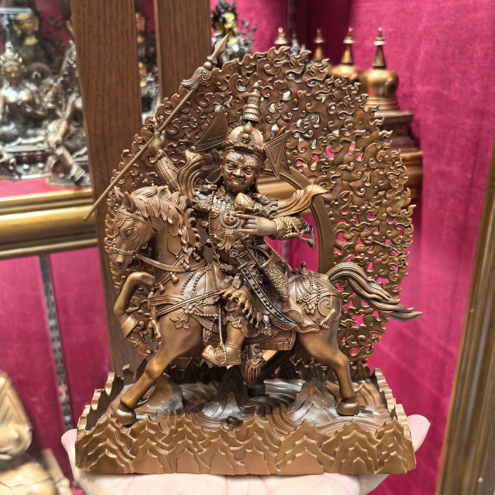 恰巴弥林/恰美/甲妹/竹巴噶举护法/21cm紫铜佛像佛堂供奉摆件