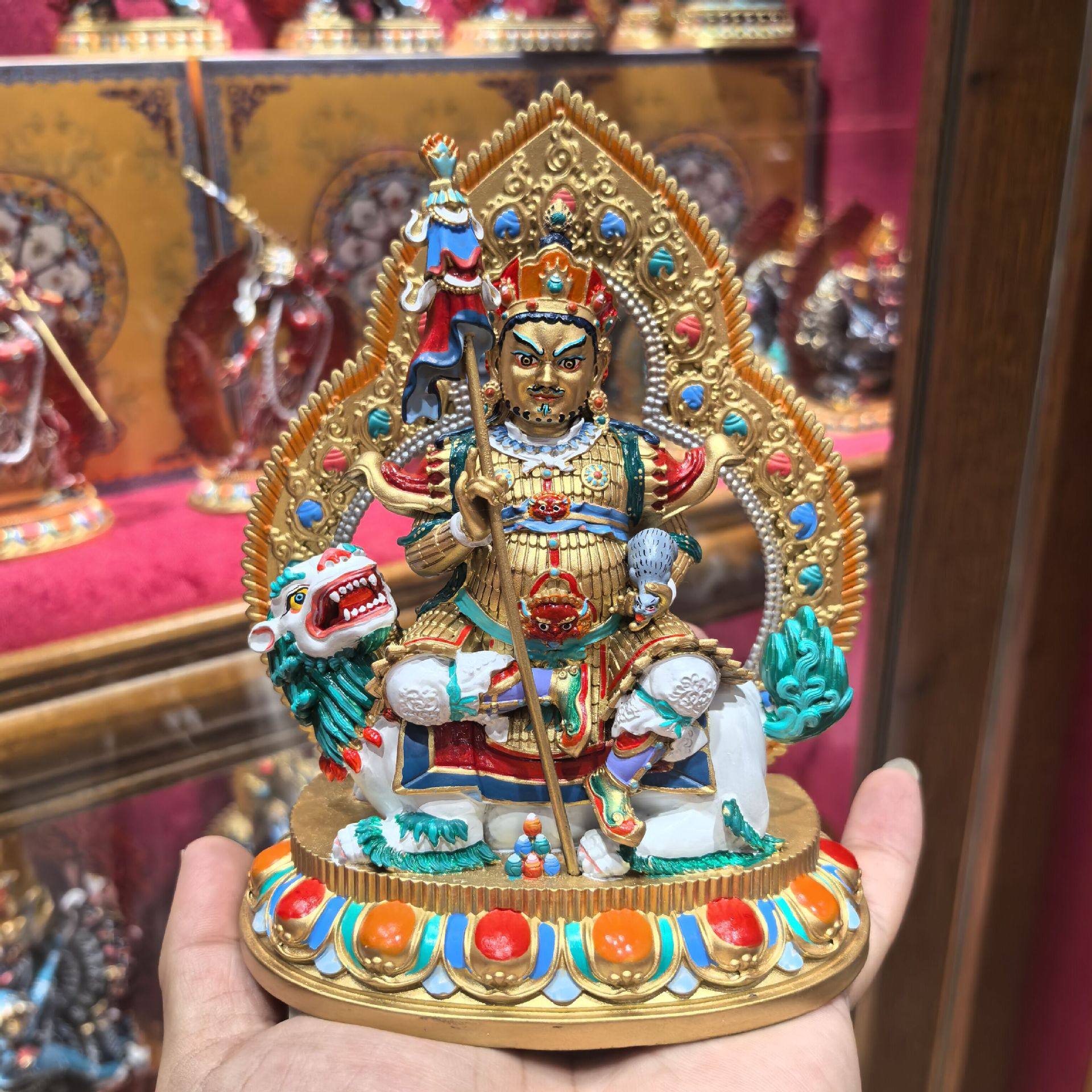 财宝天王/毗沙门/财宝大将/多闻天王/15cm 紫铜佛像护法财神摆件