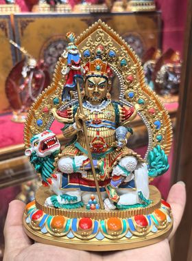 财宝天王/毗沙门/财宝大将/多闻天王/15cm 紫铜佛像护法财神摆件