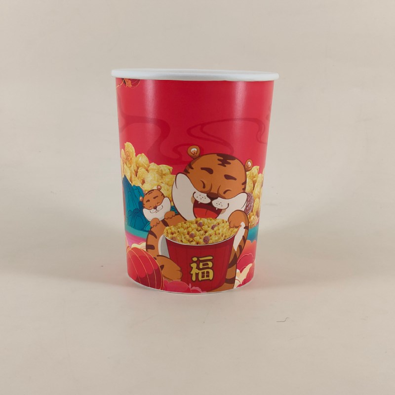 爆米花桶红色双PE加厚一次性打包桶子新年款电影院专用网红盒子桶