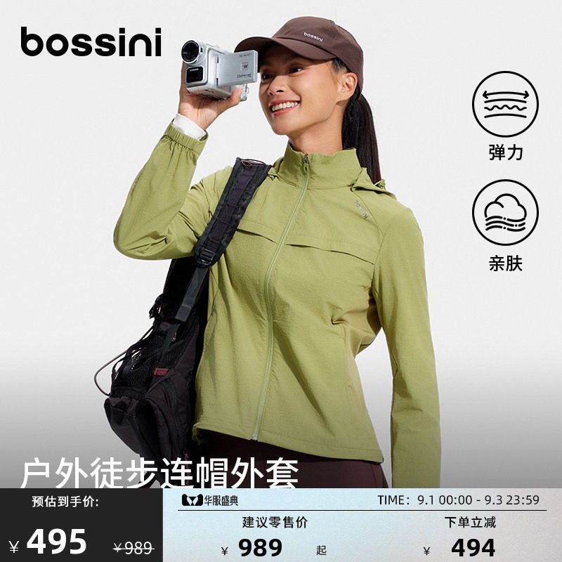 堡狮龙女款防风连帽户外运动外套图片