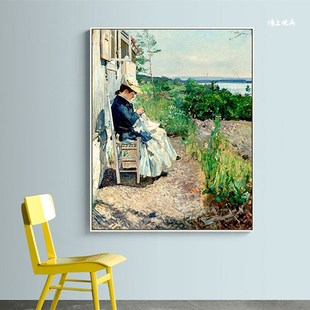 撑伞 饰墙画简约客厅墙画北欧玄关挂画印象派壁画 女人莫奈装