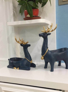 创意门口鞋柜玄关放钥匙收纳摆放台简约客厅装饰鹿摆件家居饰品