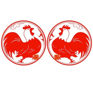 生肖鸡剪纸福字窗花春节贴纸喜庆装饰玻璃窗动物鸡贴画不干胶防水