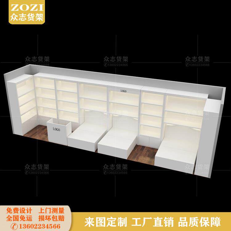 家纺白色烤漆展示柜欧式床上用品货柜陈列柜枕头枕芯货架设计装修