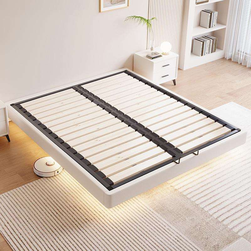 全实木无床头悬浮床钢木静音排骨架中小户型齐边悬浮床可随意可Q&