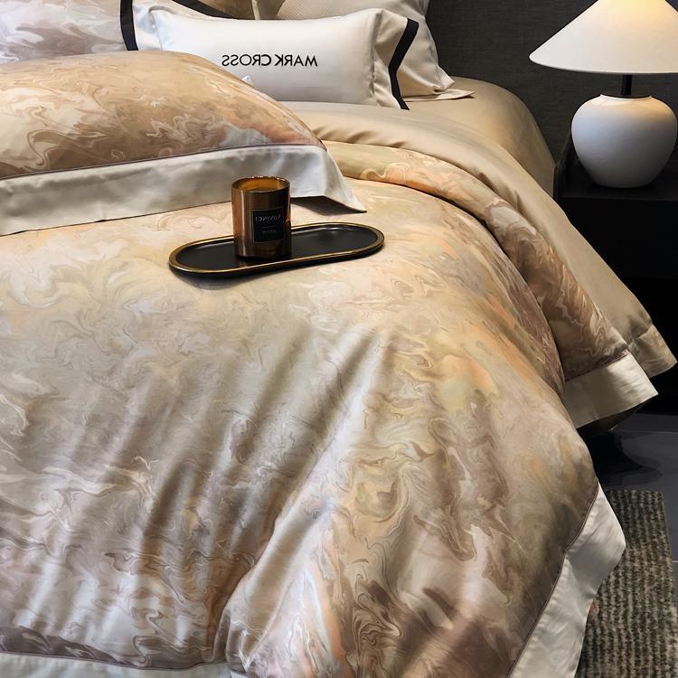 1提花轻奢保暖纯棉被套丝棉磨毛秋冬20床上用品四件套支天