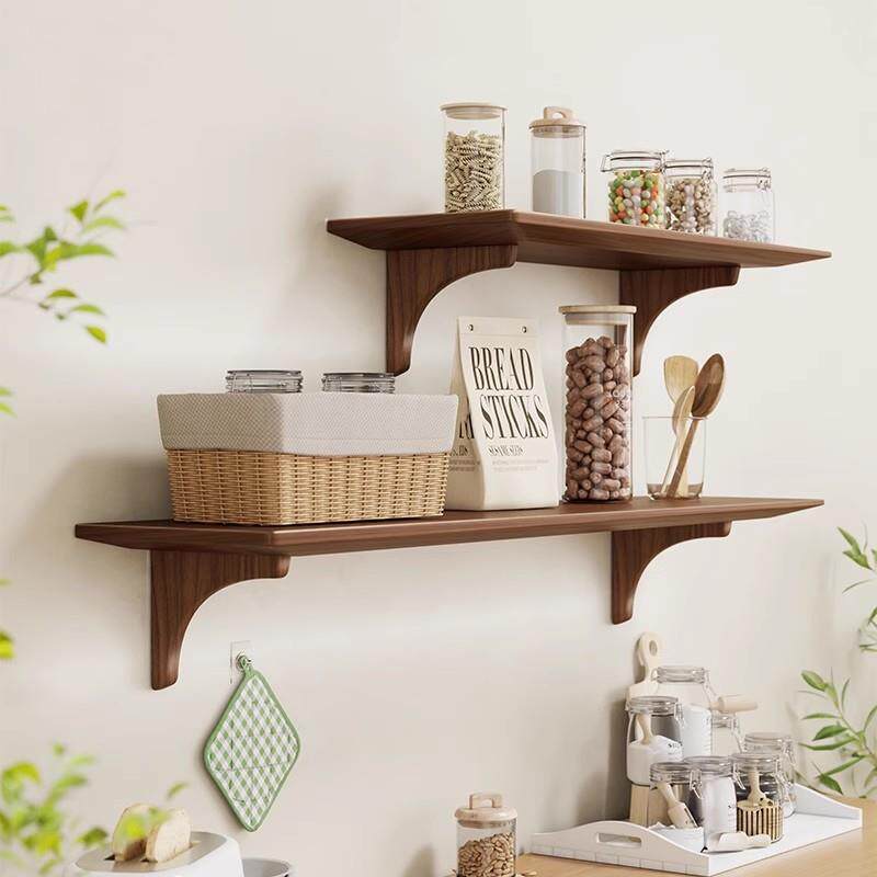 实木厨房置物架调料架壁挂墙上多层收纳架储物家用调味品墙上收纳