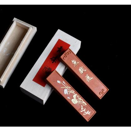 一两朱砂墨块曹素功敏楠氏徽墨墨条贡珠木盒万年红红色墨汁绩