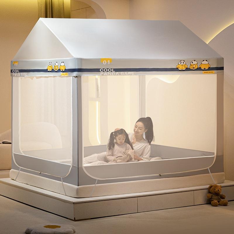 2023年防摔儿童城堡坐床拉链蚊帐直销单双人床防坠落蚊帐