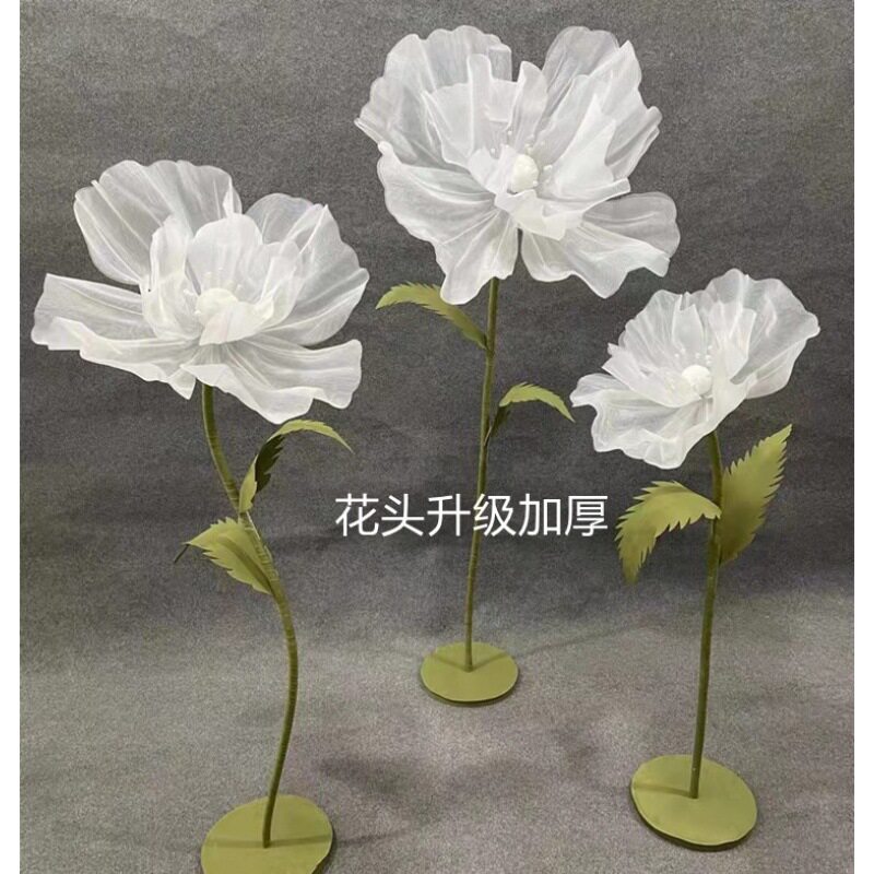 新款婚礼摆件路引丝网纱花舞台立杆泡沫花装饰橱窗婚庆道具图片